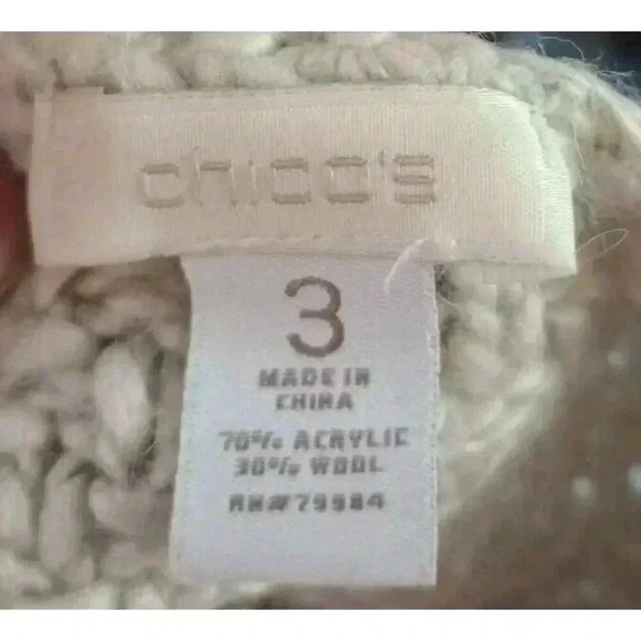 Chico’s Sweater Wool Blend Ivory Off White Knit Pullover Size 3 (US 16 XL) - Picture 3 of 4